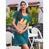 image:imageEkouaer Nightgowns for Women 2 Pack Night Gowns Short Sleeve Sleepshirts Pullover Nightshirts Soft SleepwearBlackBlue Green