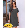 image:imageEkouaer Nightgowns for Women 2 Pack Night Gowns Short Sleeve Sleepshirts Pullover Nightshirts Soft SleepwearBlackDark Grey