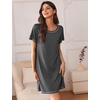 image:imageEkouaer Nightgowns for Women 2 Pack Night Gowns Short Sleeve Sleepshirts Pullover Nightshirts Soft SleepwearBlackDark Grey