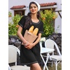 image:imageEkouaer Nightgowns for Women 2 Pack Night Gowns Short Sleeve Sleepshirts Pullover Nightshirts Soft SleepwearBlackNavy Blue