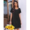 image:imageEkouaer Nightgowns for Women 2 Pack Night Gowns Short Sleeve Sleepshirts Pullover Nightshirts Soft SleepwearBlackNavy Blue