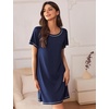 image:imageEkouaer Nightgowns for Women 2 Pack Night Gowns Short Sleeve Sleepshirts Pullover Nightshirts Soft SleepwearBlackNavy Blue