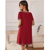 image:imageEkouaer Nightgowns for Women 2 Pack Night Gowns Short Sleeve Sleepshirts Pullover Nightshirts Soft SleepwearBlackWine Red