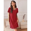 image:imageEkouaer Nightgowns for Women 2 Pack Night Gowns Short Sleeve Sleepshirts Pullover Nightshirts Soft SleepwearBlackWine Red