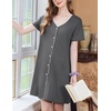 image:imageEkouaer Nightgowns for Women 3 Pack Sleep Shirts Button Down Pajama Dress Short Sleeve Nightshirt Sleepwear NightdressBlackGreyBlue Green