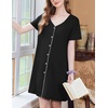 image:imageEkouaer Nightgowns for Women 3 Pack Sleep Shirts Button Down Pajama Dress Short Sleeve Nightshirt Sleepwear NightdressBlackGreyGrey Pink Floral