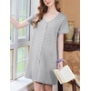 image:imageEkouaer Nightgowns for Women 3 Pack Sleep Shirts Button Down Pajama Dress Short Sleeve Nightshirt Sleepwear NightdressBlackGreyGrey Stripe