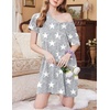 image:imageEkouaer Nightgowns for Women 3 Pack Sleep Shirts Button Down Pajama Dress Short Sleeve Nightshirt Sleepwear NightdressBlackGreyLight Grey Star