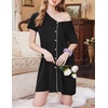image:imageEkouaer Nightgowns for Women 3 Pack Sleep Shirts Button Down Pajama Dress Short Sleeve Nightshirt Sleepwear NightdressBlackNavy BlueGrey
