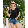 image:imageEkouaer Nightgowns for Women Bamboo Viscose Night Gowns Short Sleeve Sleep Shirt Pleated V Neck House Dress Soft Night ShirtsBlack