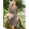 image:imageEkouaer Nightgowns for Women Bamboo Viscose Night Gowns Short Sleeve Sleep Shirt Pleated V Neck House Dress Soft Night ShirtsBrown Leopard Print