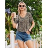 image:imageEkouaer Nightgowns for Women Bamboo Viscose Night Gowns Short Sleeve Sleep Shirt Pleated V Neck House Dress Soft Night ShirtsBrown Leopard Print