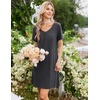image:imageEkouaer Nightgowns for Women Bamboo Viscose Night Gowns Short Sleeve Sleep Shirt Pleated V Neck House Dress Soft Night ShirtsDark Grey