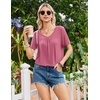 image:imageEkouaer Nightgowns for Women Bamboo Viscose Night Gowns Short Sleeve Sleep Shirt Pleated V Neck House Dress Soft Night ShirtsDark Pink