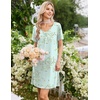 image:imageEkouaer Nightgowns for Women Bamboo Viscose Night Gowns Short Sleeve Sleep Shirt Pleated V Neck House Dress Soft Night ShirtsGreen Flowers