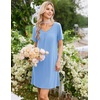 image:imageEkouaer Nightgowns for Women Bamboo Viscose Night Gowns Short Sleeve Sleep Shirt Pleated V Neck House Dress Soft Night ShirtsLight Blue