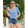image:imageEkouaer Nightgowns for Women Bamboo Viscose Night Gowns Short Sleeve Sleep Shirt Pleated V Neck House Dress Soft Night ShirtsLight Blue