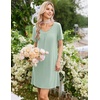 image:imageEkouaer Nightgowns for Women Bamboo Viscose Night Gowns Short Sleeve Sleep Shirt Pleated V Neck House Dress Soft Night ShirtsLight Green
