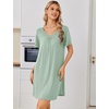 image:imageEkouaer Nightgowns for Women Bamboo Viscose Night Gowns Short Sleeve Sleep Shirt Pleated V Neck House Dress Soft Night ShirtsLight Green