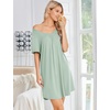 image:imageEkouaer Nightgowns for Women Bamboo Viscose Night Gowns Short Sleeve Sleep Shirt Pleated V Neck House Dress Soft Night ShirtsLight Green