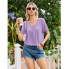 image:imageEkouaer Nightgowns for Women Bamboo Viscose Night Gowns Short Sleeve Sleep Shirt Pleated V Neck House Dress Soft Night ShirtsLight Purple