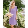 image:imageEkouaer Nightgowns for Women Bamboo Viscose Night Gowns Short Sleeve Sleep Shirt Pleated V Neck House Dress Soft Night ShirtsLight Purple