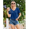 image:imageEkouaer Nightgowns for Women Bamboo Viscose Night Gowns Short Sleeve Sleep Shirt Pleated V Neck House Dress Soft Night ShirtsNavy