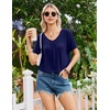 image:imageEkouaer Nightgowns for Women Bamboo Viscose Night Gowns Short Sleeve Sleep Shirt Pleated V Neck House Dress Soft Night ShirtsNavy Blue