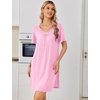 image:imageEkouaer Nightgowns for Women Bamboo Viscose Night Gowns Short Sleeve Sleep Shirt Pleated V Neck House Dress Soft Night ShirtsPink