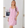 image:imageEkouaer Nightgowns for Women Bamboo Viscose Night Gowns Short Sleeve Sleep Shirt Pleated V Neck House Dress Soft Night ShirtsPink Floral