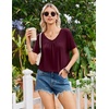 image:imageEkouaer Nightgowns for Women Bamboo Viscose Night Gowns Short Sleeve Sleep Shirt Pleated V Neck House Dress Soft Night ShirtsRed