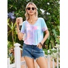 image:imageEkouaer Nightgowns for Women Bamboo Viscose Night Gowns Short Sleeve Sleep Shirt Pleated V Neck House Dress Soft Night ShirtsTiedye