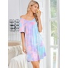 image:imageEkouaer Nightgowns for Women Bamboo Viscose Night Gowns Short Sleeve Sleep Shirt Pleated V Neck House Dress Soft Night ShirtsTiedye