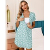 image:imageEkouaer Nightgowns for Women Button Down Night Gowns Short Sleeve Sleep Shirt V Neck Nightshirt Soft Sleepwear Pajams DressGreen Floral