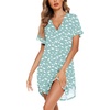 image:imageEkouaer Nightgowns for Women Button Down Night Gowns Short Sleeve Sleep Shirt V Neck Nightshirt Soft Sleepwear Pajams DressGreen Floral