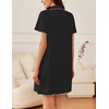 image:imageEkouaer Nightgowns for Women Button Down Sleep Shirt Short Sleeve NightShirts Boyfriend Sleepdress Soft Pajama DressBlack