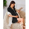 image:imageEkouaer Nightgowns for Women Button Down Sleep Shirt Short Sleeve NightShirts Boyfriend Sleepdress Soft Pajama DressBlack
