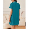 image:imageEkouaer Nightgowns for Women Button Down Sleep Shirt Short Sleeve NightShirts Boyfriend Sleepdress Soft Pajama DressBlue Green