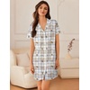 image:imageEkouaer Nightgowns for Women Button Down Sleep Shirt Short Sleeve NightShirts Boyfriend Sleepdress Soft Pajama DressBrown Teddy