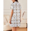 image:imageEkouaer Nightgowns for Women Button Down Sleep Shirt Short Sleeve NightShirts Boyfriend Sleepdress Soft Pajama DressBrown Teddy