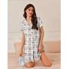image:imageEkouaer Nightgowns for Women Button Down Sleep Shirt Short Sleeve NightShirts Boyfriend Sleepdress Soft Pajama DressBrown Teddy