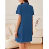 image:imageEkouaer Nightgowns for Women Button Down Sleep Shirt Short Sleeve NightShirts Boyfriend Sleepdress Soft Pajama DressDark Blue