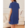 image:imageEkouaer Nightgowns for Women Button Down Sleep Shirt Short Sleeve NightShirts Boyfriend Sleepdress Soft Pajama DressDark Blue Dots