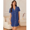 image:imageEkouaer Nightgowns for Women Button Down Sleep Shirt Short Sleeve NightShirts Boyfriend Sleepdress Soft Pajama DressDark Blue Dots