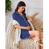 image:imageEkouaer Nightgowns for Women Button Down Sleep Shirt Short Sleeve NightShirts Boyfriend Sleepdress Soft Pajama DressDark Blue Dots