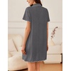 image:imageEkouaer Nightgowns for Women Button Down Sleep Shirt Short Sleeve NightShirts Boyfriend Sleepdress Soft Pajama DressDark Gray