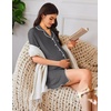 image:imageEkouaer Nightgowns for Women Button Down Sleep Shirt Short Sleeve NightShirts Boyfriend Sleepdress Soft Pajama DressDark Gray