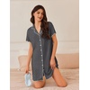 image:imageEkouaer Nightgowns for Women Button Down Sleep Shirt Short Sleeve NightShirts Boyfriend Sleepdress Soft Pajama DressDark Gray