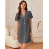 image:imageEkouaer Nightgowns for Women Button Down Sleep Shirt Short Sleeve NightShirts Boyfriend Sleepdress Soft Pajama DressDark Gray