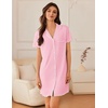 image:imageEkouaer Nightgowns for Women Button Down Sleep Shirt Short Sleeve NightShirts Boyfriend Sleepdress Soft Pajama DressDark Pink